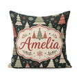Custom Name Cute Festive Christmas Trees Snowflake Night Pattern Square Filled Cushion Throw Pillow Sofa Bed Home Decor Zip Washable UK Made