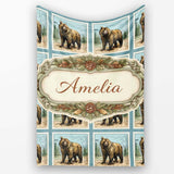 Bear Mountain Circle Seamless Pattern Classic Nature Wildlife Design  Personalised Custom Name Super Soft Fleece Blanket Bed Sofa Throw