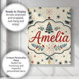 Personalised Name Cute Christmas Tree Custom Modern Room Accent Creative Decorator Style Canvas Wall Art Print Decor Picture Ready to Hang