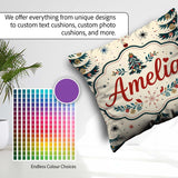 Custom Name Christmas Tree Ornament Starburst Seamless Pattern Square Filled Cushion Throw Pillow Sofa Bed Home Decor Zip Washable UK Made