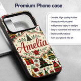 Cute Christmas Tree Gift Holiday Festive Seamless Custom Name Protective Phone Case Mobile Cover Durable Everyday Smartphone Shock Resistant