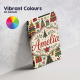 Personalised Name Cute Christmas Tree Custom  Unique Gift Idea Modern Room Accent Canvas Wall Art Print Decor Picture Ready to Hang