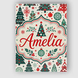 Personalised Name Christmas Trees, Ornaments Custom Bespoke  Contemporary Display Canvas Wall Art Print Decor Picture Ready to Hang