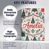 Personalised Name Christmas Trees, Ornaments Custom Bespoke  Contemporary Display Canvas Wall Art Print Decor Picture Ready to Hang