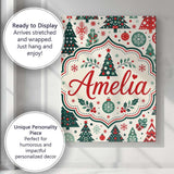 Personalised Name Christmas Trees, Ornaments Custom Bespoke  Contemporary Display Canvas Wall Art Print Decor Picture Ready to Hang