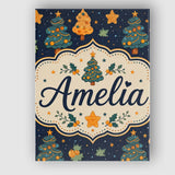 Personalised Name Christmas Trees with Custom  Modern Room Accent Elegant Feature Canvas Wall Art Print Decor Picture Ready to Hang