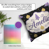 Custom Name Cute Christmas Tree with Baubles and Ornaments Dark Square Filled Cushion Throw Pillow Sofa Bed Home Decor Zip Washable UK Made