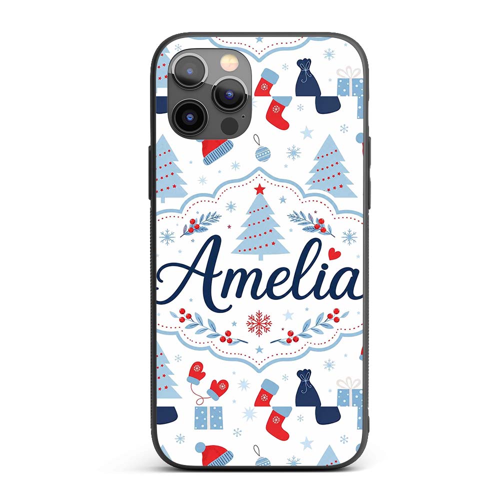 Christmas Gifts Stockings Mittens Printed Design Custom Name Protective Phone Case Mobile Cover Durable Everyday Smartphone Shock Resistant
