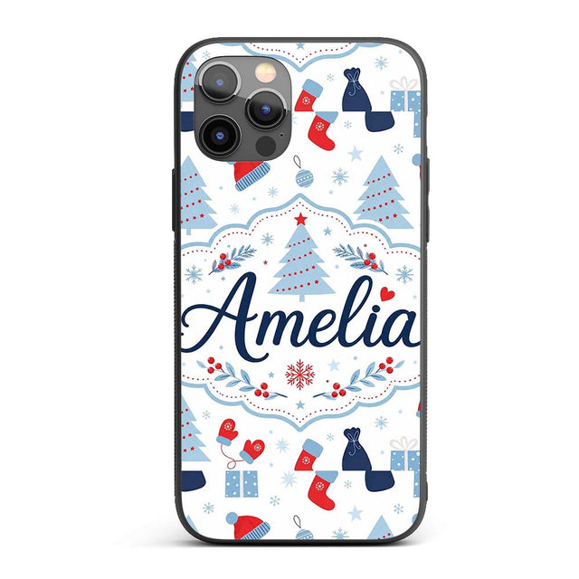 Christmas Gifts Stockings Mittens Printed Design Custom Name Protective Phone Case Mobile Cover Durable Everyday Smartphone Shock Resistant