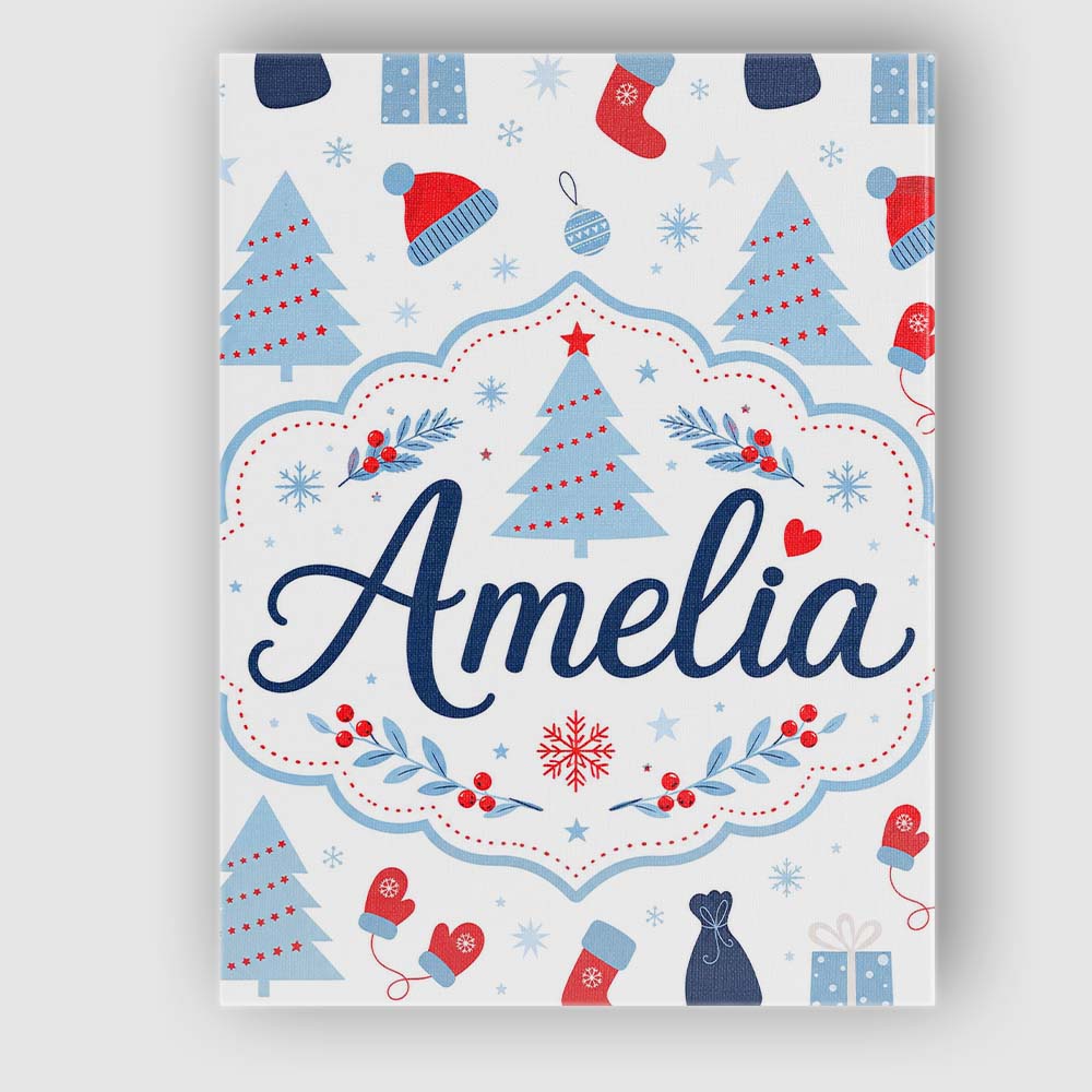 Personalised Name Christmas Gifts Stockings Custom  Bespoke Interior Contemporary Canvas Wall Art Print Decor Picture Ready to Hang