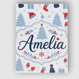 Personalised Name Christmas Gifts Stockings Custom  Bespoke Interior Contemporary Canvas Wall Art Print Decor Picture Ready to Hang