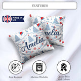 Custom Name Christmas Gifts Stockings Mittens and Trees Seamless Square Filled Cushion Throw Pillow Sofa Bed Home Decor Zip Washable UK Made