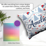 Custom Name Christmas Gifts Stockings Mittens and Trees Seamless Square Filled Cushion Throw Pillow Sofa Bed Home Decor Zip Washable UK Made