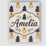Personalised Name Black Christmas Trees and Custom  Bespoke Interior Contemporary Canvas Wall Art Print Decor Picture Ready to Hang