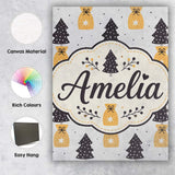 Personalised Name Black Christmas Trees and Custom  Bespoke Interior Contemporary Canvas Wall Art Print Decor Picture Ready to Hang