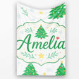 Decorated Christmas Trees with Stars and Snowflakes Bright Holiday  Personalised Custom Name Super Soft Fleece Blanket Bed Sofa Throw