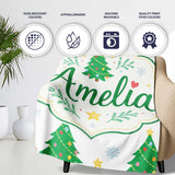 Decorated Christmas Trees with Stars and Snowflakes Bright Holiday  Personalised Custom Name Super Soft Fleece Blanket Bed Sofa Throw