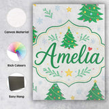 Personalised Name Decorated Christmas Trees Custom  Bespoke Interior Contemporary Canvas Wall Art Print Decor Picture Ready to Hang