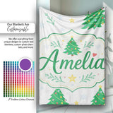 Decorated Christmas Trees with Stars and Snowflakes Bright Holiday  Personalised Custom Name Super Soft Fleece Blanket Bed Sofa Throw