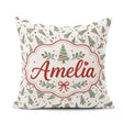 Custom Name Watercolor Trees with Red Snow Dots Seamless Pattern Square Filled Cushion Throw Pillow Sofa Bed Home Decor Zip Washable UK Made
