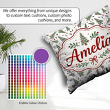 Custom Name Watercolor Trees with Red Snow Dots Seamless Pattern Square Filled Cushion Throw Pillow Sofa Bed Home Decor Zip Washable UK Made