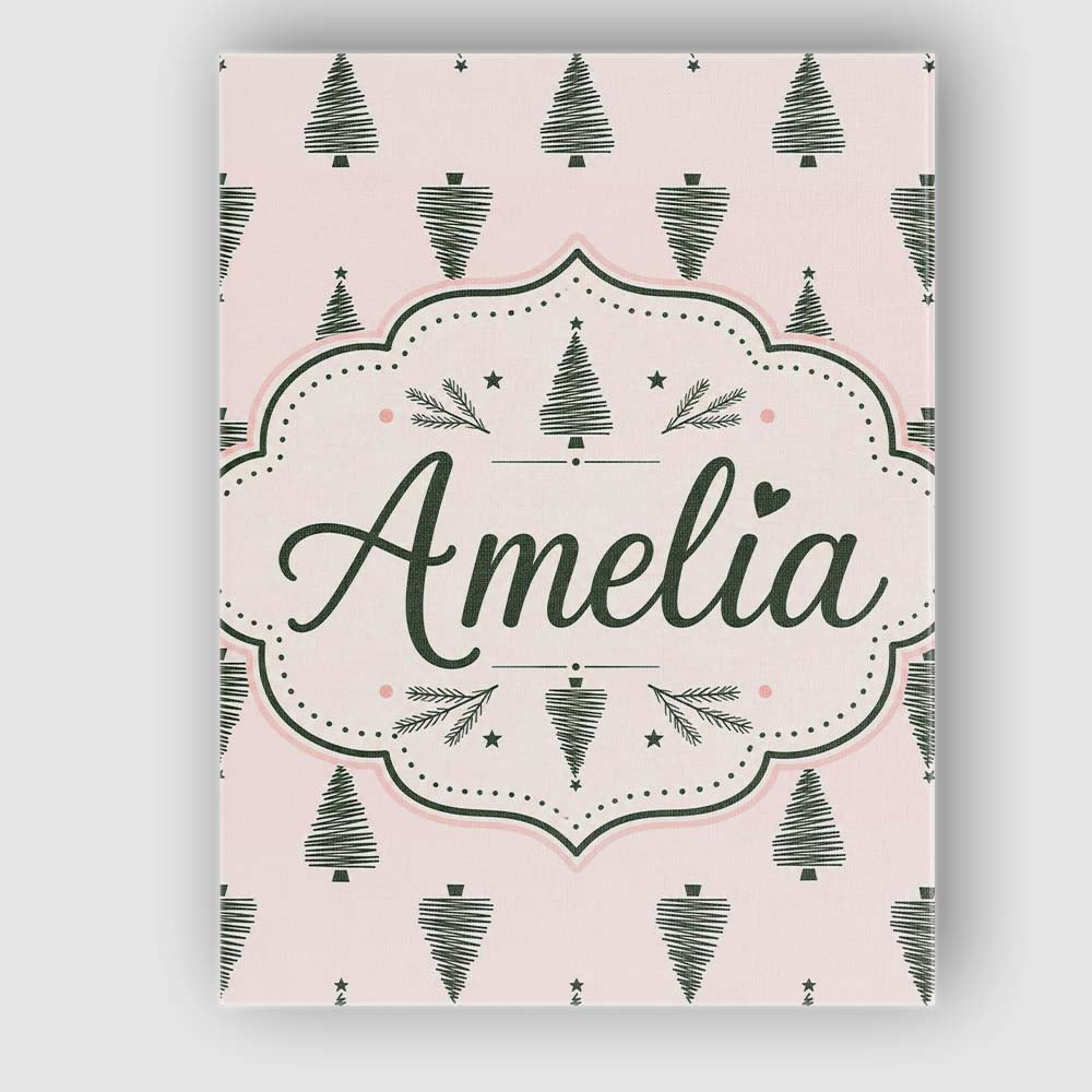Personalised Name Minimal Line Christmas Custom  Unique Gift Idea Elegant Feature Canvas Wall Art Print Decor Picture Ready to Hang
