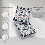 Custom Name Blue Christmas Trees with Stars and Hanging Seamless Square Filled Cushion Throw Pillow Sofa Bed Home Decor Zip Washable UK Made