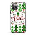 Watercolor Christmas Trees in Pots Hand Painted Custom Name Protective Phone Case Mobile Cover Durable Everyday Smartphone Shock Resistant
