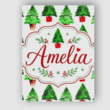 Personalised Name Watercolor Christmas Custom  Modern Room Accent Elegant Feature Canvas Wall Art Print Decor Picture Ready to Hang