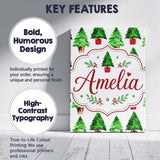 Personalised Name Watercolor Christmas Custom  Modern Room Accent Elegant Feature Canvas Wall Art Print Decor Picture Ready to Hang