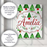 Personalised Name Watercolor Christmas Custom  Modern Room Accent Elegant Feature Canvas Wall Art Print Decor Picture Ready to Hang