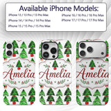 Watercolor Christmas Trees in Pots Hand Painted Custom Name Protective Phone Case Mobile Cover Durable Everyday Smartphone Shock Resistant