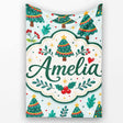 Decorated Christmas Trees with Lights and Berries Festive Winter  Personalised Custom Name Super Soft Fleece Blanket Bed Sofa Throw