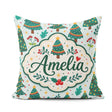 Custom Name Decorated Christmas Trees Lights and Berries Festive Square Filled Cushion Throw Pillow Sofa Bed Home Decor Zip Washable UK Made