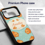 Cute Goldfish Cartoon Animal Ocean Printed Design Custom Name Protective Phone Case Mobile Cover Durable Everyday Smartphone Shock Resistant