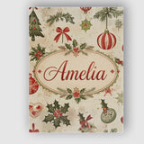 Personalised Name Classic Christmas Ornaments Custom Unique Gift Idea Modern Room Accent Canvas Wall Art Print Decor Picture Ready to Hang