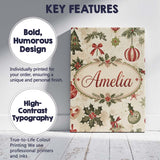Personalised Name Classic Christmas Ornaments Custom Unique Gift Idea Modern Room Accent Canvas Wall Art Print Decor Picture Ready to Hang