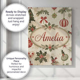 Personalised Name Classic Christmas Ornaments Custom Unique Gift Idea Modern Room Accent Canvas Wall Art Print Decor Picture Ready to Hang