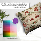 Custom Name Classic Christmas Pine Branches and Bows Traditional Square Filled Cushion Throw Pillow Sofa Bed Home Decor Zip Washable UK Made
