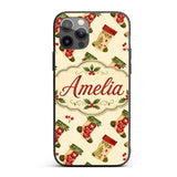 Watercolor Christmas Stockings with Holly Berries Custom Name Protective Phone Case Mobile Cover Durable Everyday Smartphone Shock Resistant