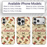 Watercolor Christmas Stockings with Holly Berries Custom Name Protective Phone Case Mobile Cover Durable Everyday Smartphone Shock Resistant