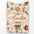 Vintage Christmas Baubles Holly Leaves and Winter Elements Classic  Personalised Custom Name Super Soft Fleece Blanket Bed Sofa Throw