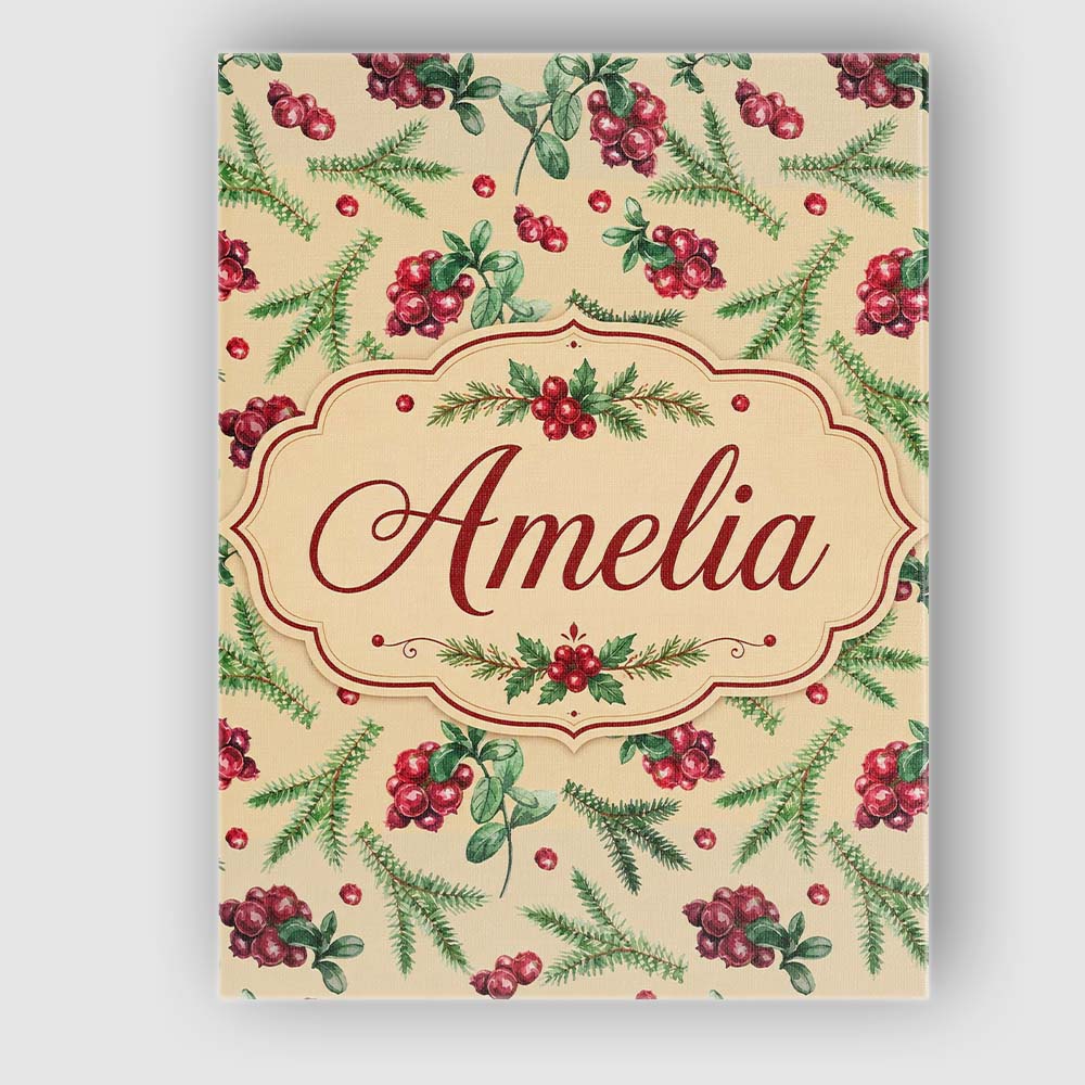 Personalised Name Watercolor Christmas Custom  Modern Room Accent Elegant Feature Canvas Wall Art Print Decor Picture Ready to Hang