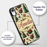 Traditional Christmas Tree Ornaments Candy Canes Custom Name Protective Phone Case Mobile Cover Durable Everyday Smartphone Shock Resistant