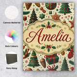 Personalised Name Traditional Christmas Custom  Modern Room Accent Elegant Feature Canvas Wall Art Print Decor Picture Ready to Hang