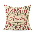 Custom Name Christmas Stockings Berries Seamless Pattern Festive Square Filled Cushion Throw Pillow Sofa Bed Home Decor Zip Washable UK Made