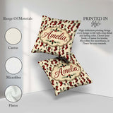 Custom Name Christmas Stockings Berries Seamless Pattern Festive Square Filled Cushion Throw Pillow Sofa Bed Home Decor Zip Washable UK Made