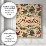 Personalised Name Cute Santa Claus Christmas Custom Bespoke  Contemporary Display Canvas Wall Art Print Decor Picture Ready to Hang