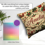 Custom Name Santa Claus Christmas Trees Seamless Pattern Festive Square Filled Cushion Throw Pillow Sofa Bed Home Decor Zip Washable UK Made