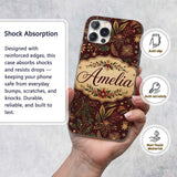 Elegant Christmas Botanical Pine Leaves Gold Custom Name Protective Phone Case Mobile Cover Durable Everyday Smartphone Shock Resistant